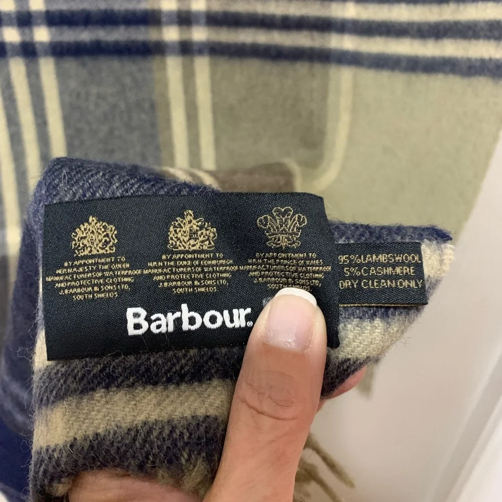 Barbour Cashmere Scarf Grey Midnight Tartan